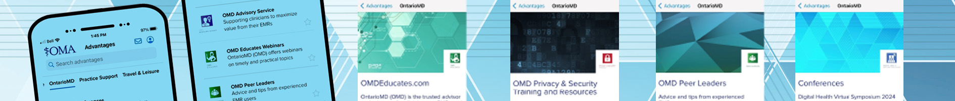 Series of OMD Screens from the OMA App